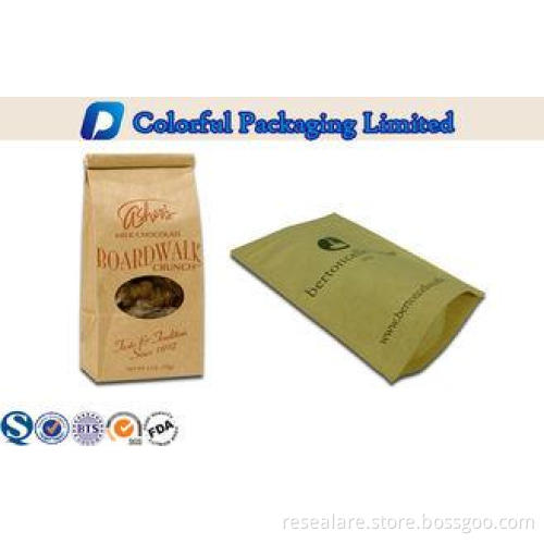 Flat Bottom Side Gusset kraft stand up pouch with CMYK / Pa